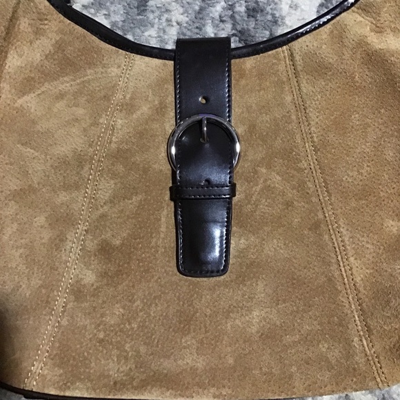 Vintage Wilson’s Leather Purse 90s Maxima Suede Shoulder Bag Y2K Tan Beige Zip - Picture 6 of 8